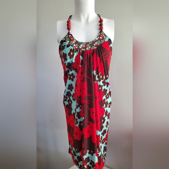 NOTICE - size M - Floral Halter - colorfull aummer dress - Picture 1 of 9